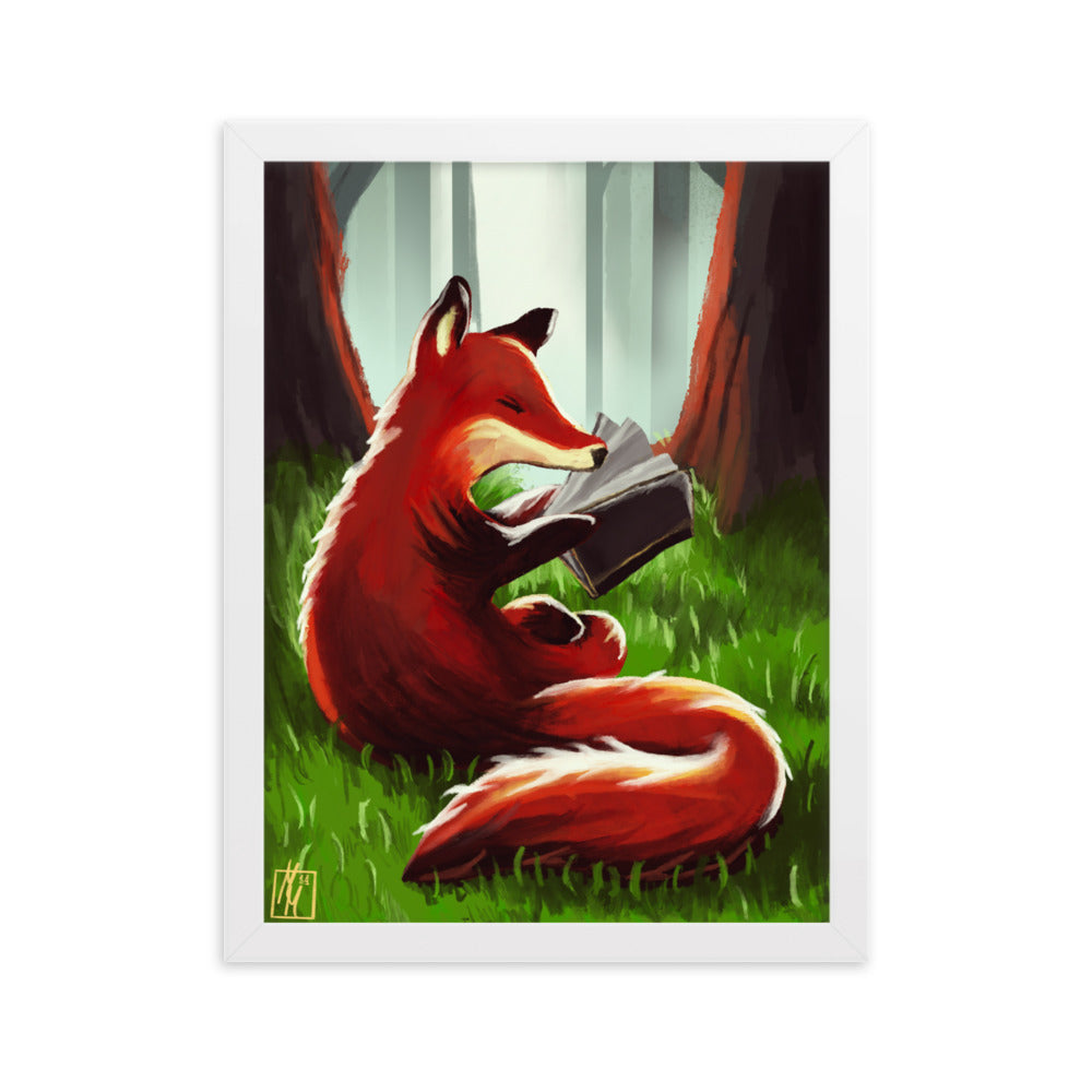 "Lesefuchs" – Gerahmtes Poster auf mattem Papier